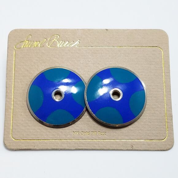 Laurel Burch "Medina" Disk Earrings, Modern Design, Gold Filled Posts, 1990s - Picture 8 of 9